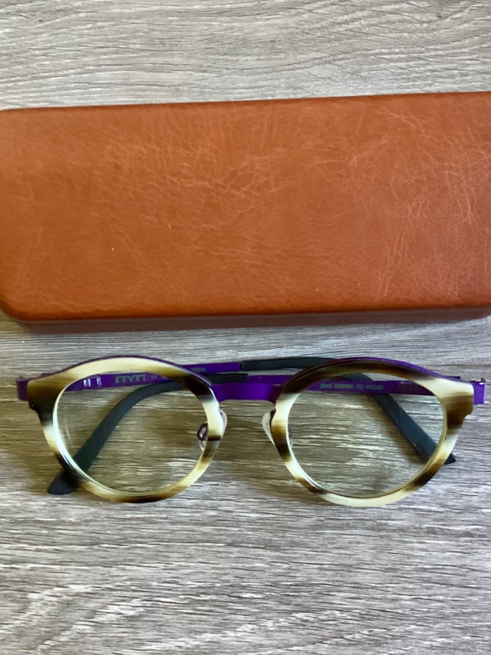 BEVEL 2549 CEDRIC Toffee Grain Unisex Eyeglasses Frames 47-20 Hard Case Used